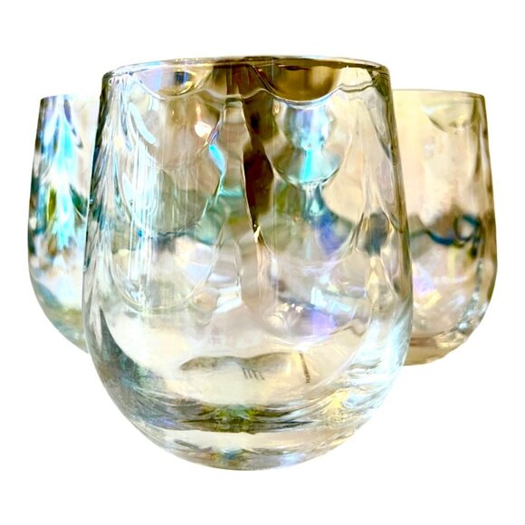 Anthropologie Iridescent Stemless Wine Glasses, Set of 4 - Picture 2 of 3